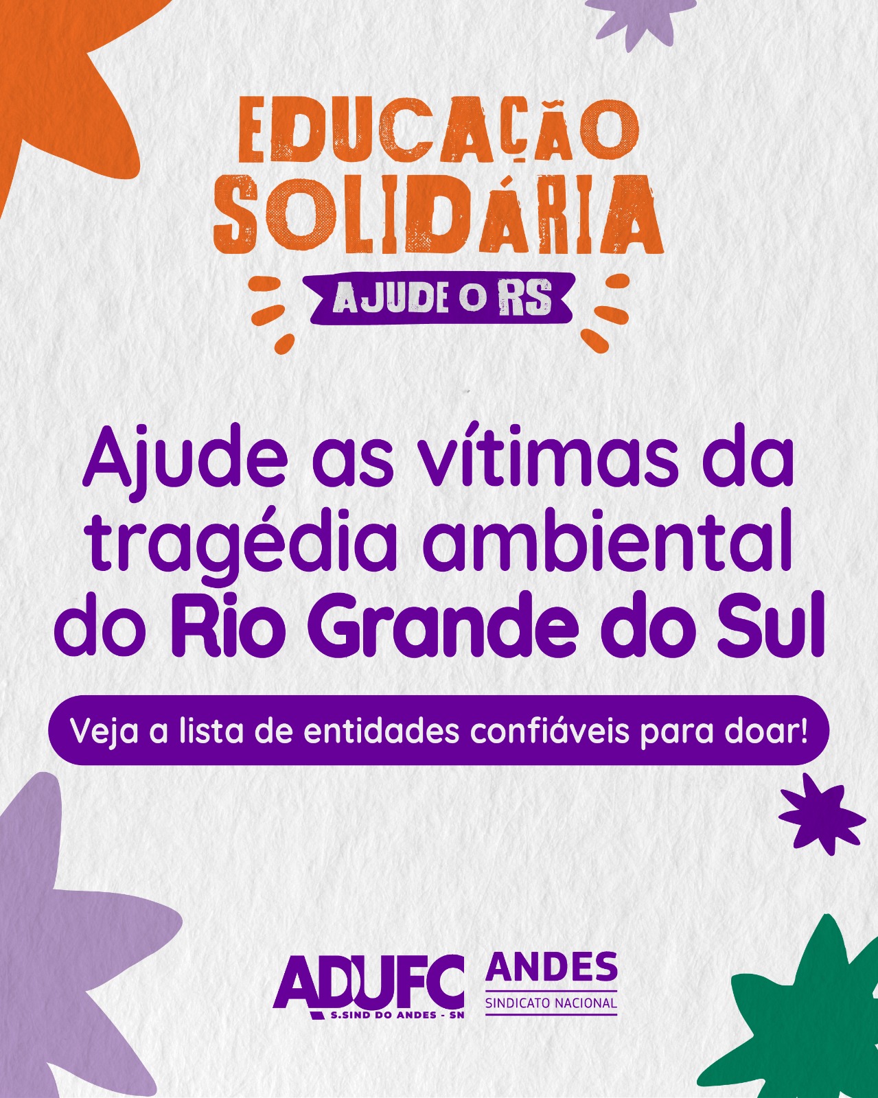 Participe da campanha “Educação Solidária – Ajude o Rio Grande do Sul”!