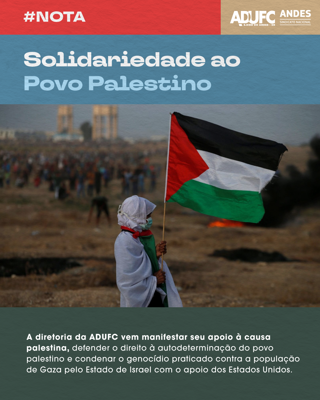 NOTA – ADUFC se solidariza com o Povo Palestino