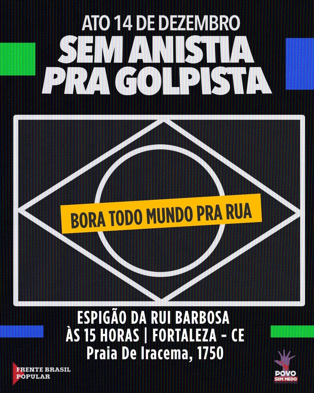 SEM ANISTIA – Movimentos sociais realizam ato contra o PL da Dosimetria no domingo (14), às 15h