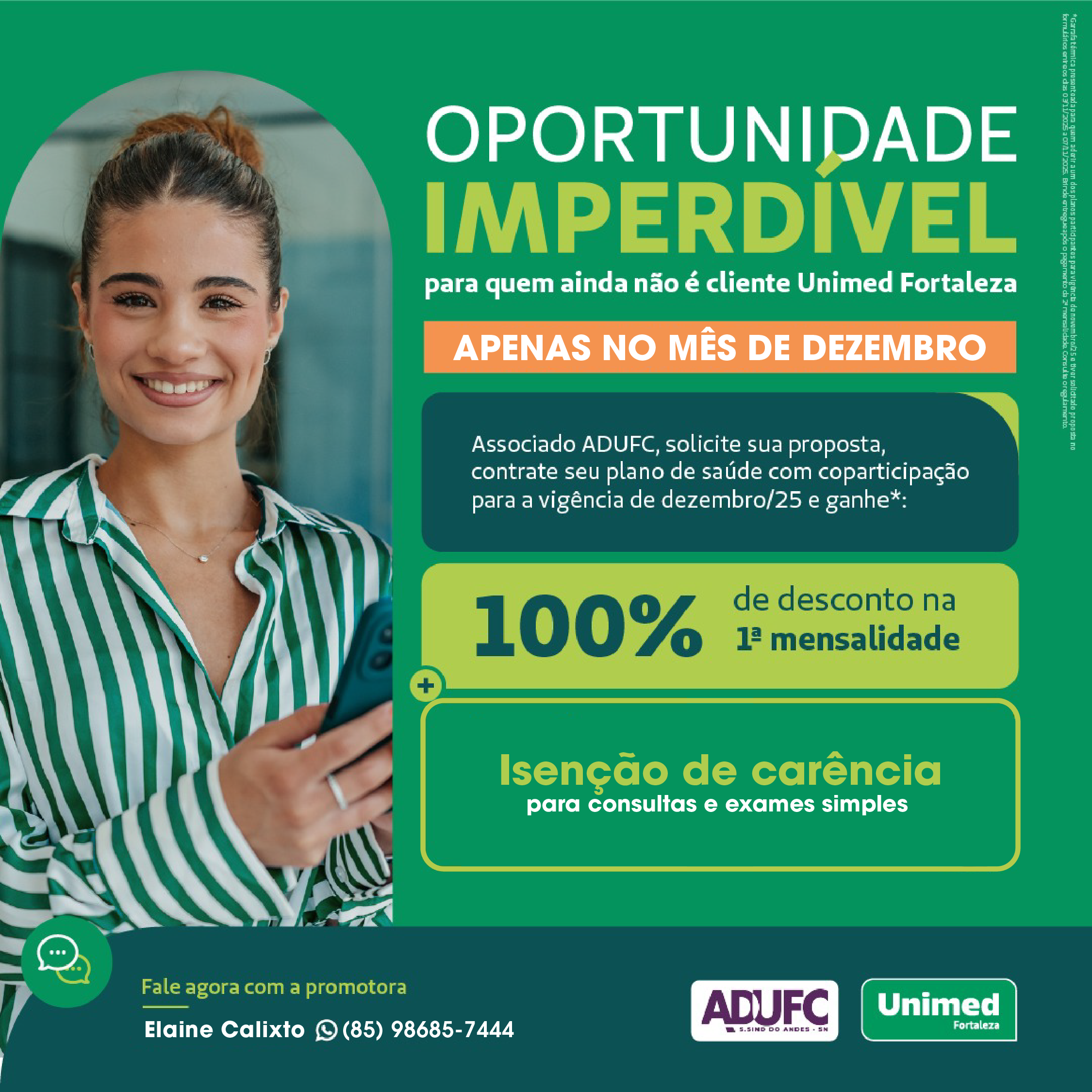 PLANOS DE SAÚDE – Unimed oferece 100% de desconto na 1ª mensalidade para novas adesões com coparticipação em dezembro