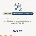 INFORME — ADUFC paralisa atividades no feriado de São José e retoma expediente na segunda-feira (23)