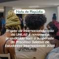 NOTA DE REPÚDIO —  Projeto de Internacionalização da UNILAB é novamente prejudicado com a suspensão do Processo Seletivo de Estudantes Internacionais 2026